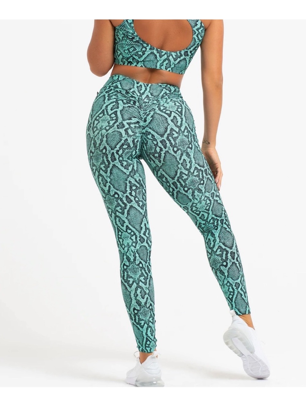LiCi Fit Green Python Snake Print Scrunch Butt Leggings NWT Size S Small